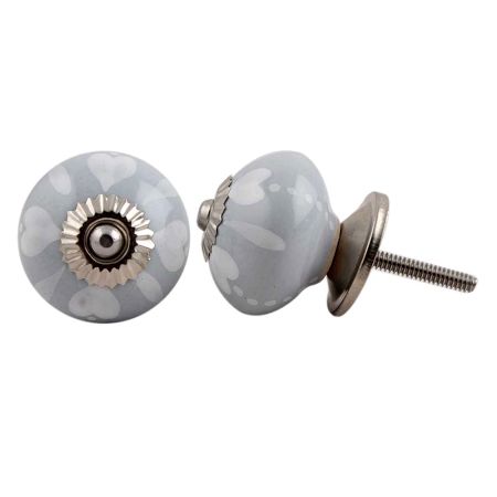 Light Grey Heart Painted Knob